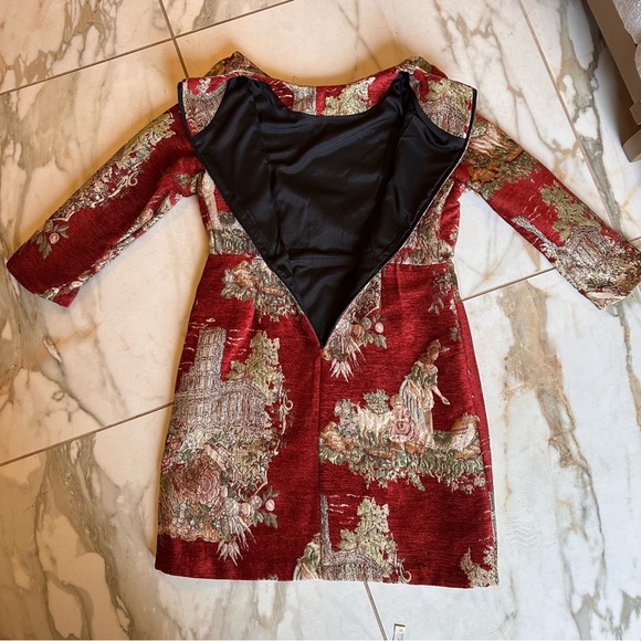 Rare Red Tapestry Shepherdess Scenic Dress - Medieval Renaissance Style - Picture 10 of 11